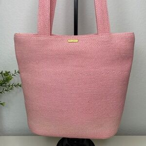 Eric Javits Pink Woven Straw Tote Bag‎ Shopper Beach Travel Purse